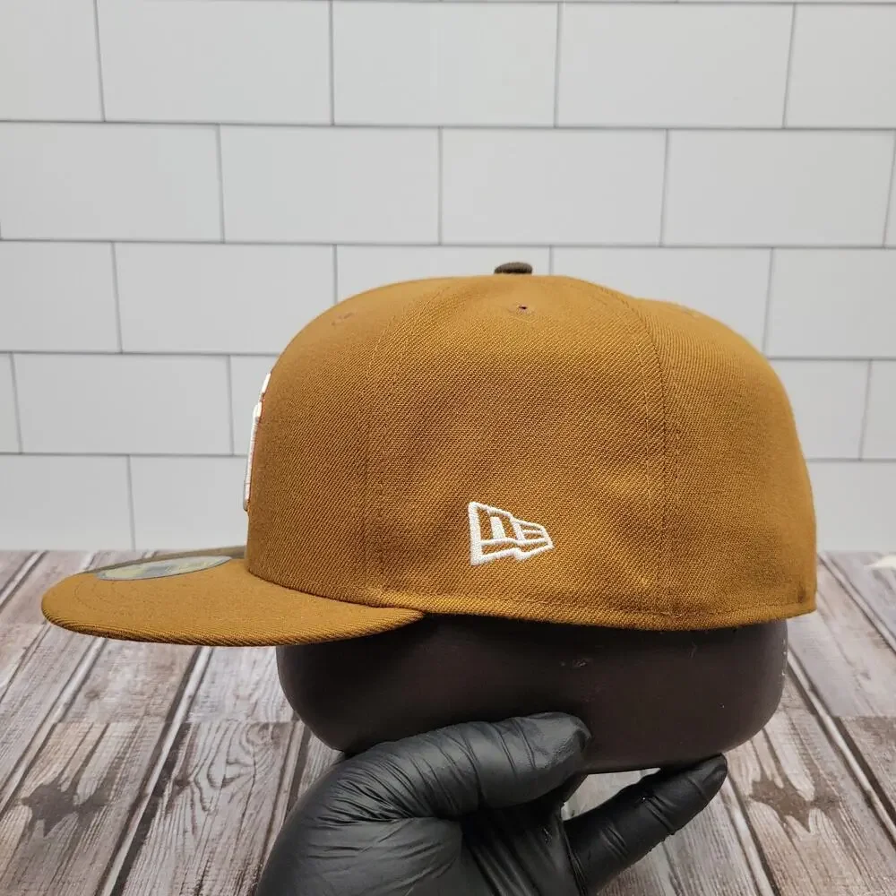 New Era New York Yankees Split Brown Tan 59FIFTY Fitted Hat Size 8